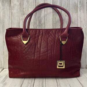 Yangtze 02/03 Red Leather Tote Bag by Hidesign